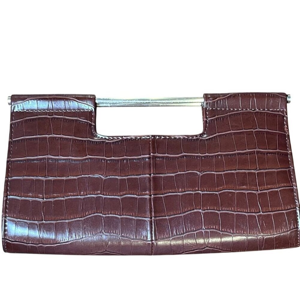 The Limited Vintage Leather Clutch Brown Alligator Y2K‎ Preppy Retro 80s Classic